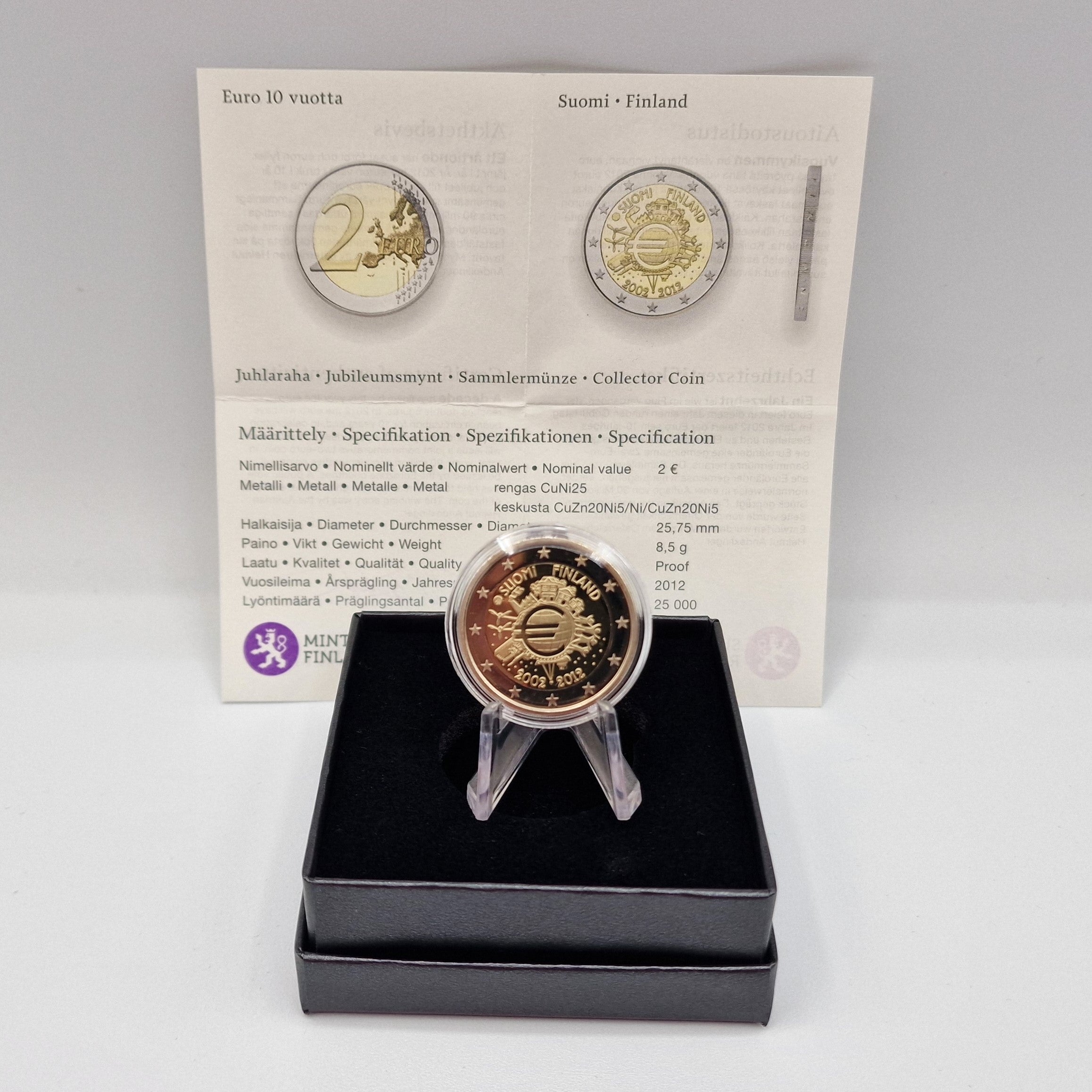 2012 10º Aniversário do Euro - 2€ Finlândia Proof